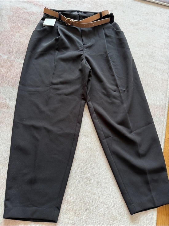 Zara Pants - Zara Black Wide Leg Cropped Pants Size Small